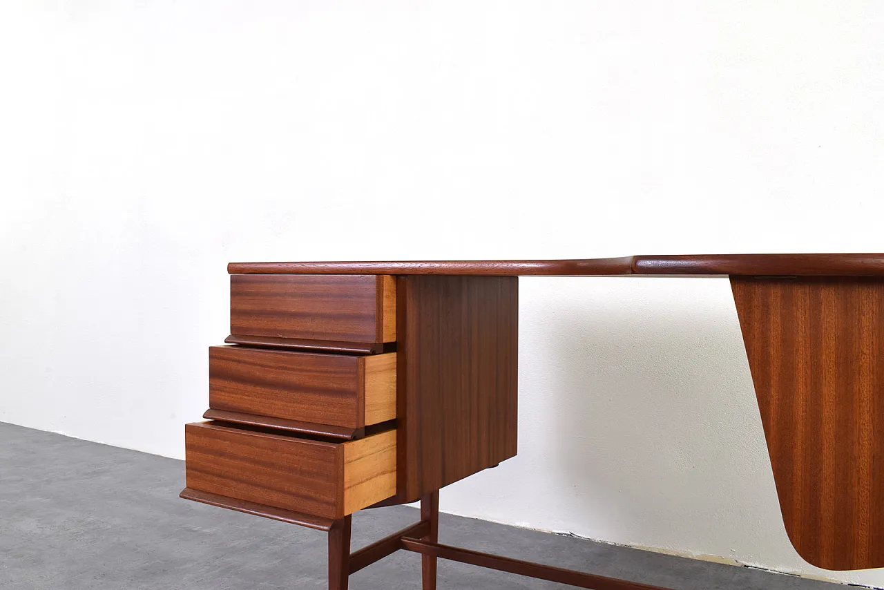 Mid-Century Kidney Shaped Danish Teak Desk, 1960s 14