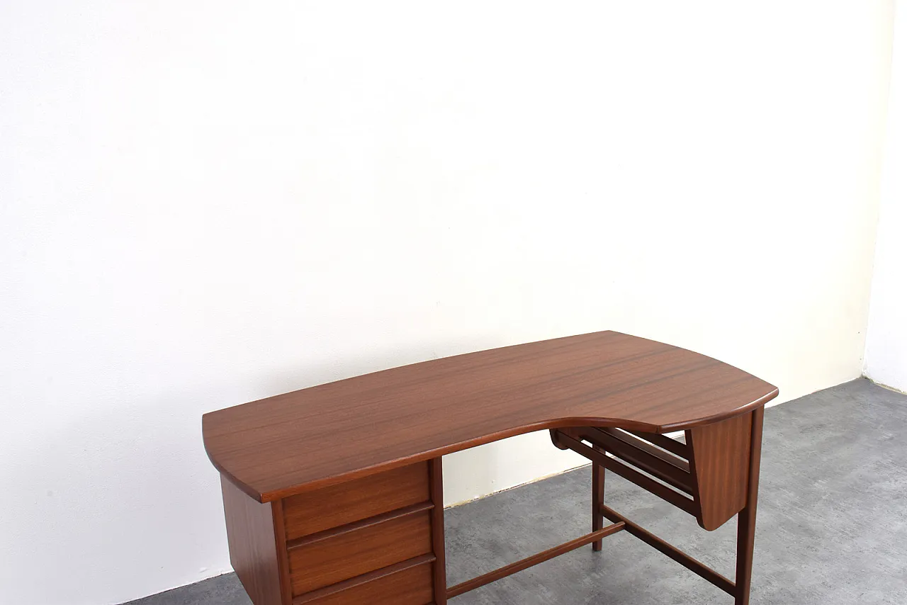 Mid-Century Kidney Shaped Danish Teak Desk, 1960s 15