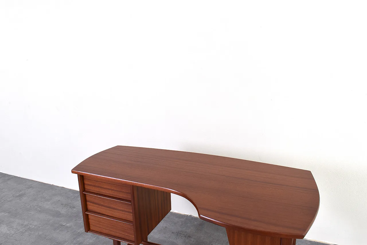 Mid-Century Kidney Shaped Danish Teak Desk, 1960s 16