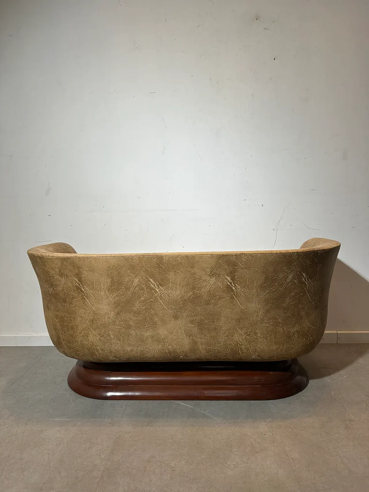 Art Deco sofa in wood and fabric, mid-20th century 4