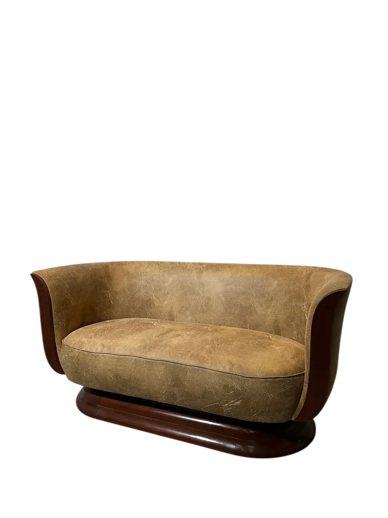 Art Deco sofa in wood and fabric, mid-20th century 5