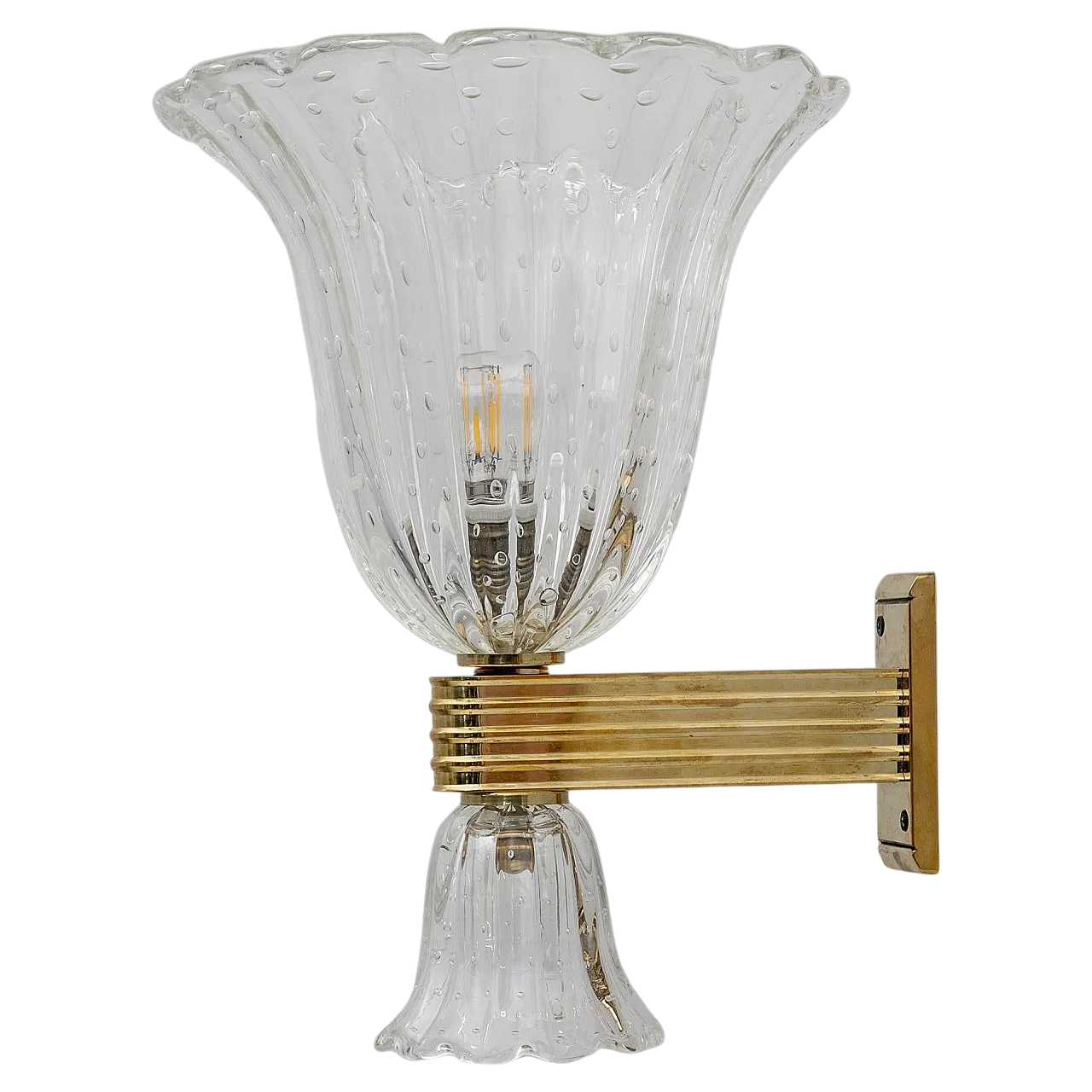 Applique in ottone e vetro di Murano di Barovier & Toso, metà '900 8