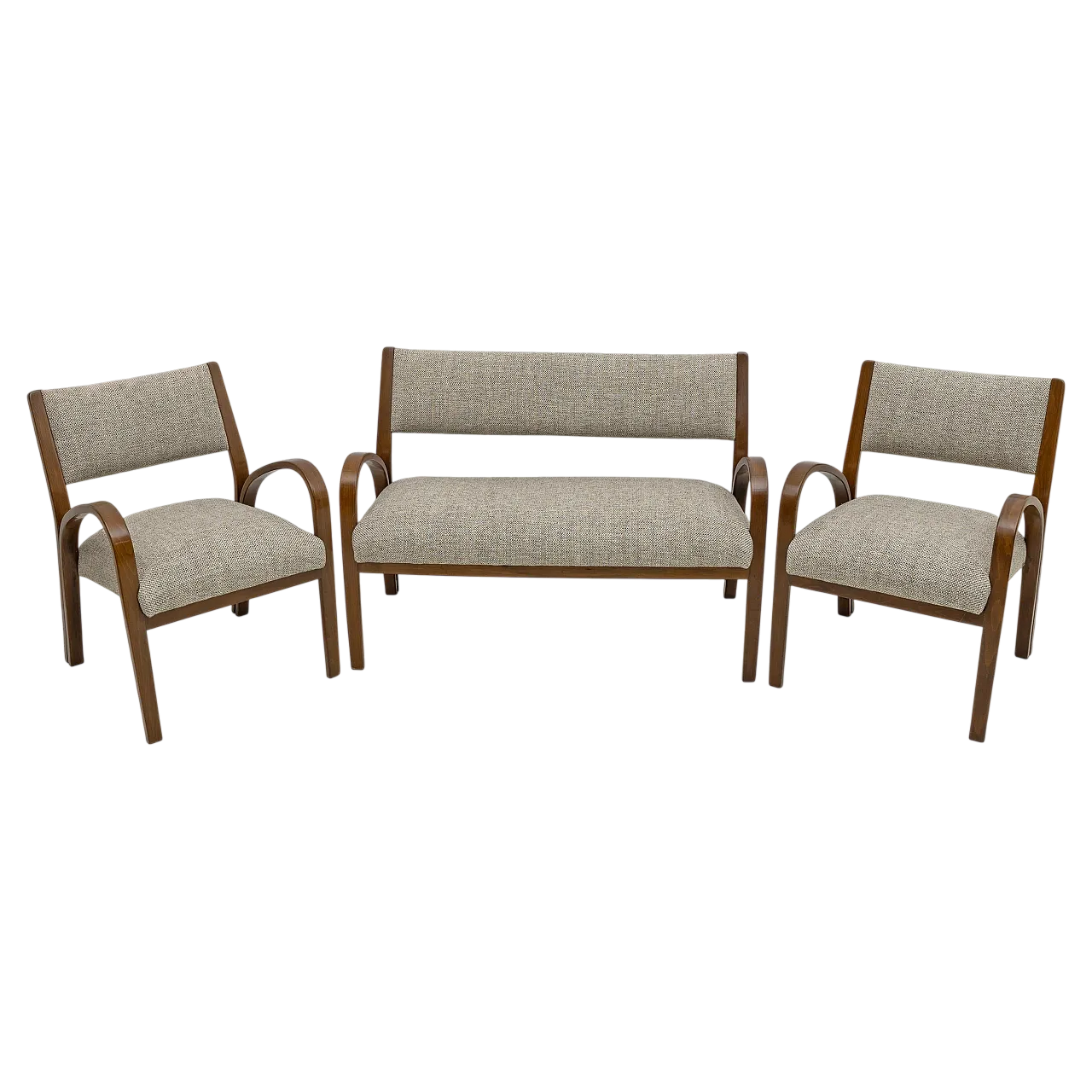 Coppia di poltrone e divano in tessuto Art Deco, anni '30 11