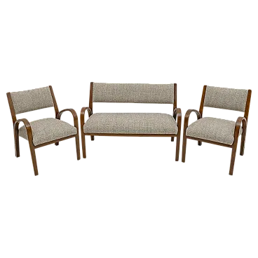 Coppia di poltrone e divano in tessuto Art Deco, anni '30