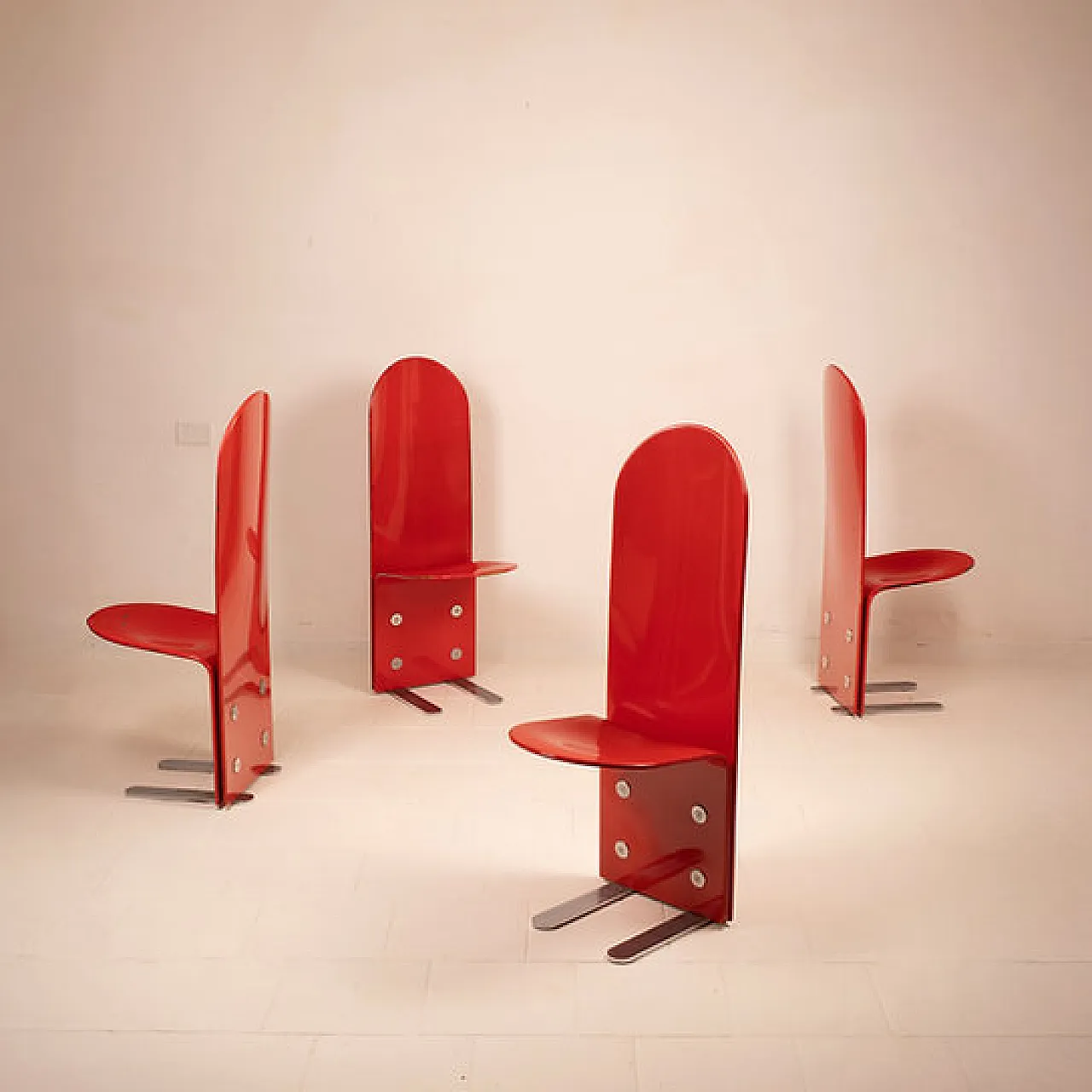 4 Sedie Pellicano di Luigi Saccardo per Arrmet, anni '70 1