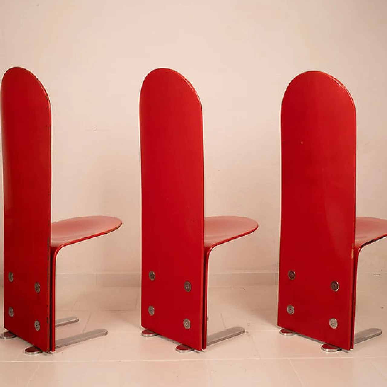 4 Sedie Pellicano di Luigi Saccardo per Arrmet, anni '70 4