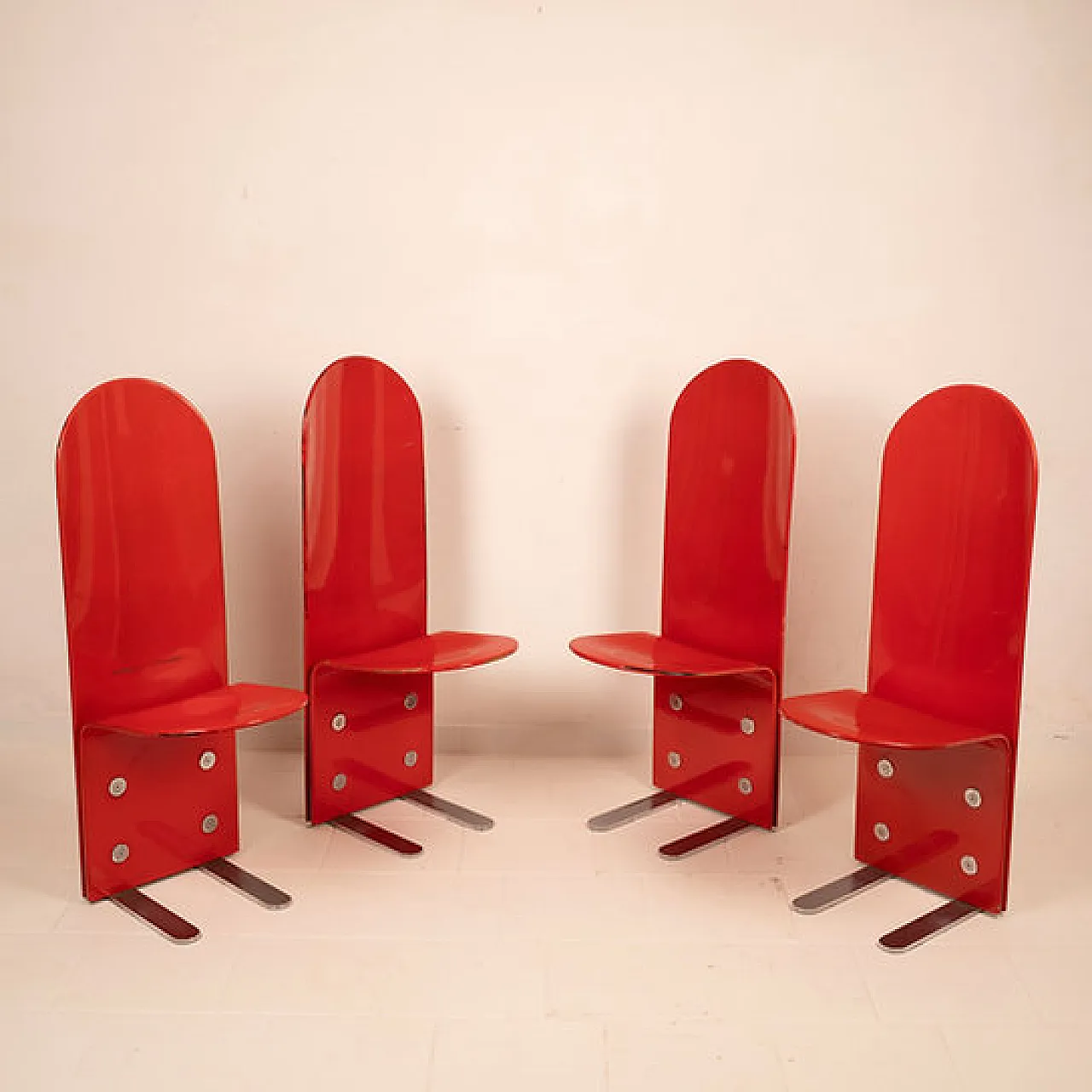 4 Sedie Pellicano di Luigi Saccardo per Arrmet, anni '70 9