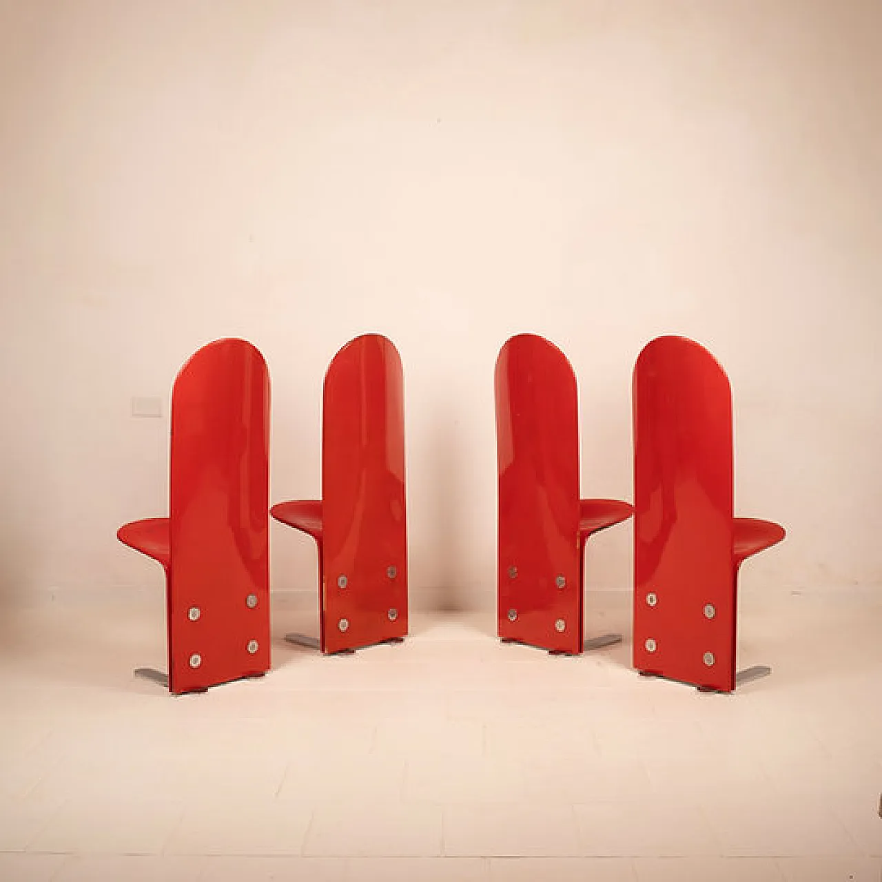 4 Sedie Pellicano di Luigi Saccardo per Arrmet, anni '70 10