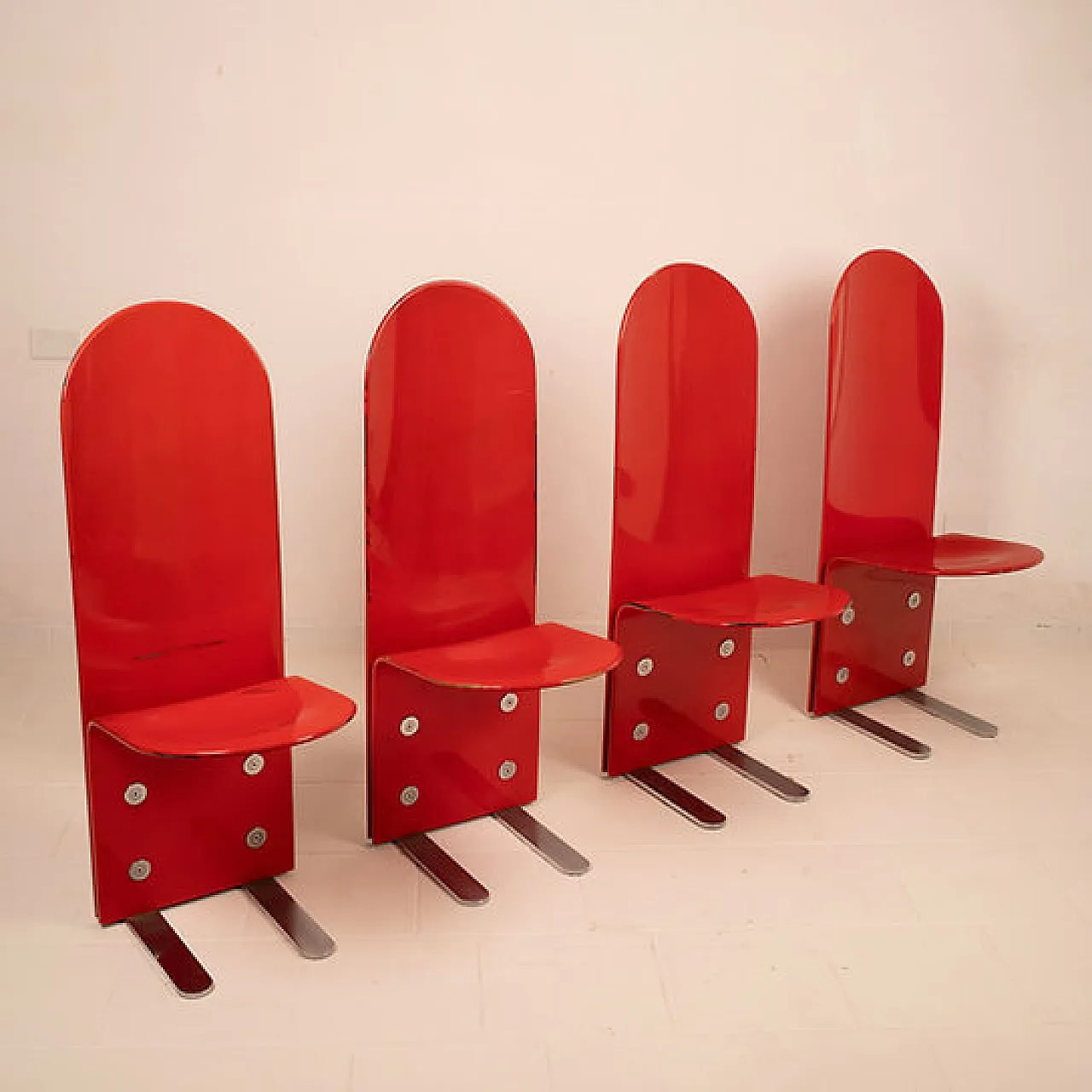 4 Sedie Pellicano di Luigi Saccardo per Arrmet, anni '70 12