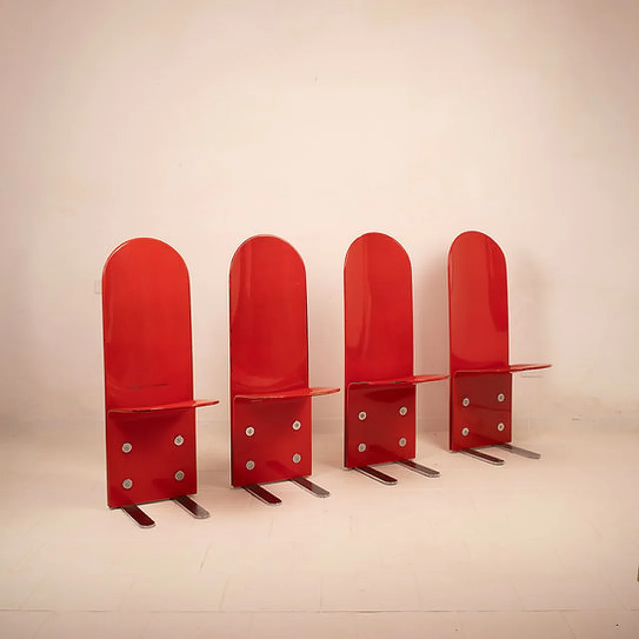 4 Sedie Pellicano di Luigi Saccardo per Arrmet, anni '70 13