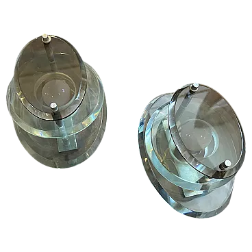 Pair of glass and chromed metal wall lights by Veca, 1960s