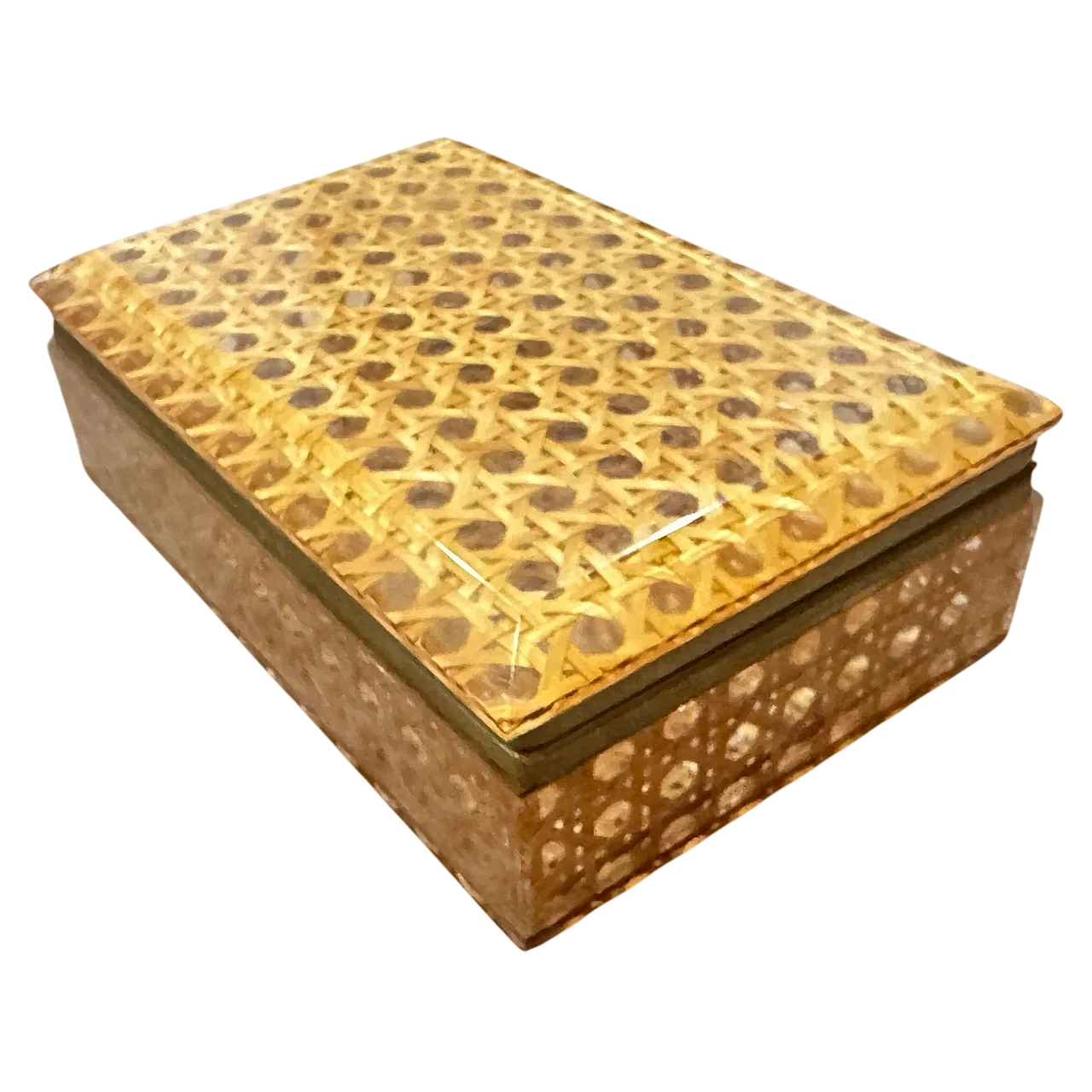 Rectangular box in plexiglass and Vienna straw, 1980s 14