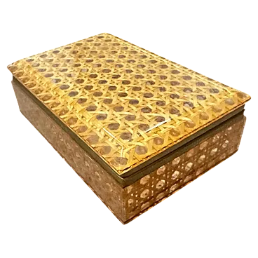 Rectangular box in plexiglass and Vienna straw, 1980s