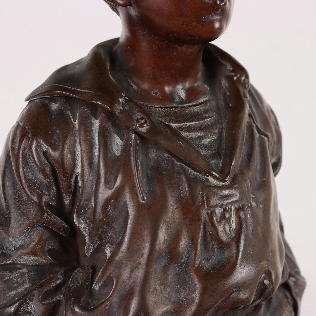 Whistling boy, bronze sculpture on marble base 6