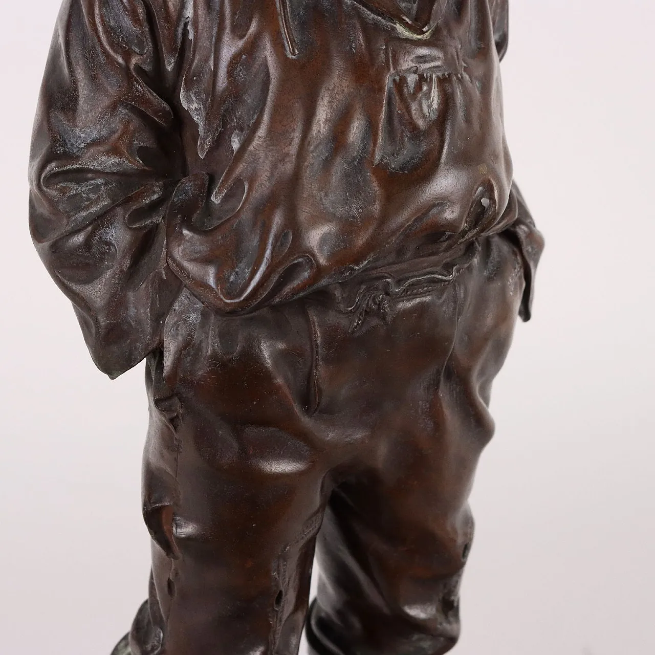 Whistling boy, bronze sculpture on marble base 7