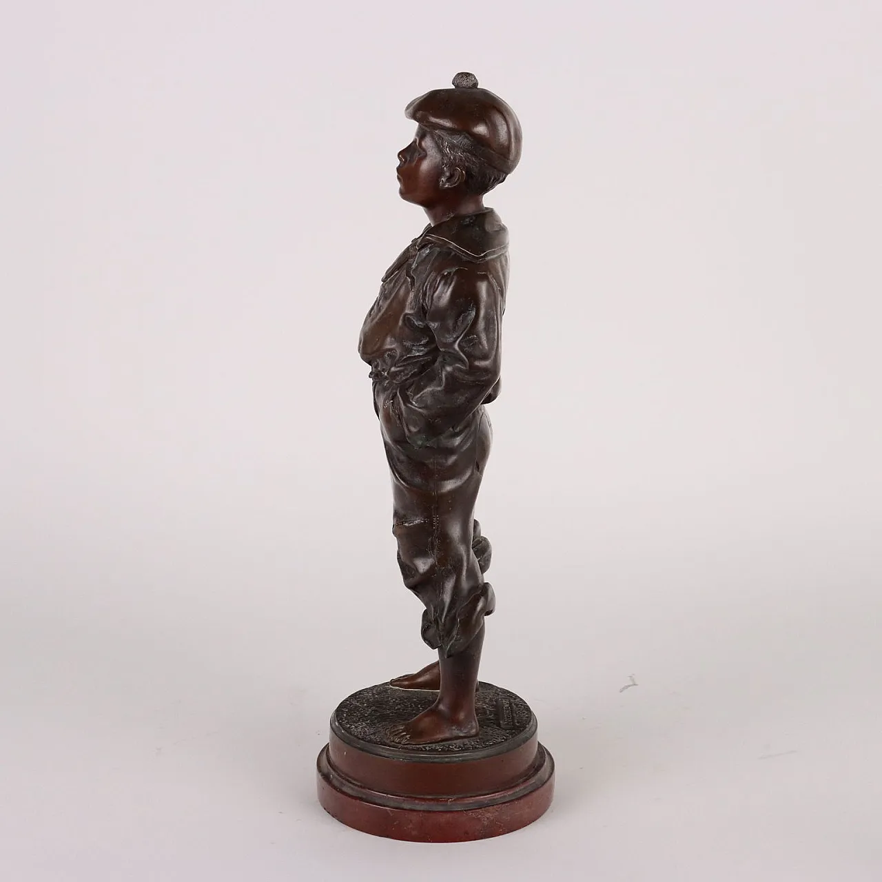 Whistling boy, bronze sculpture on marble base 8