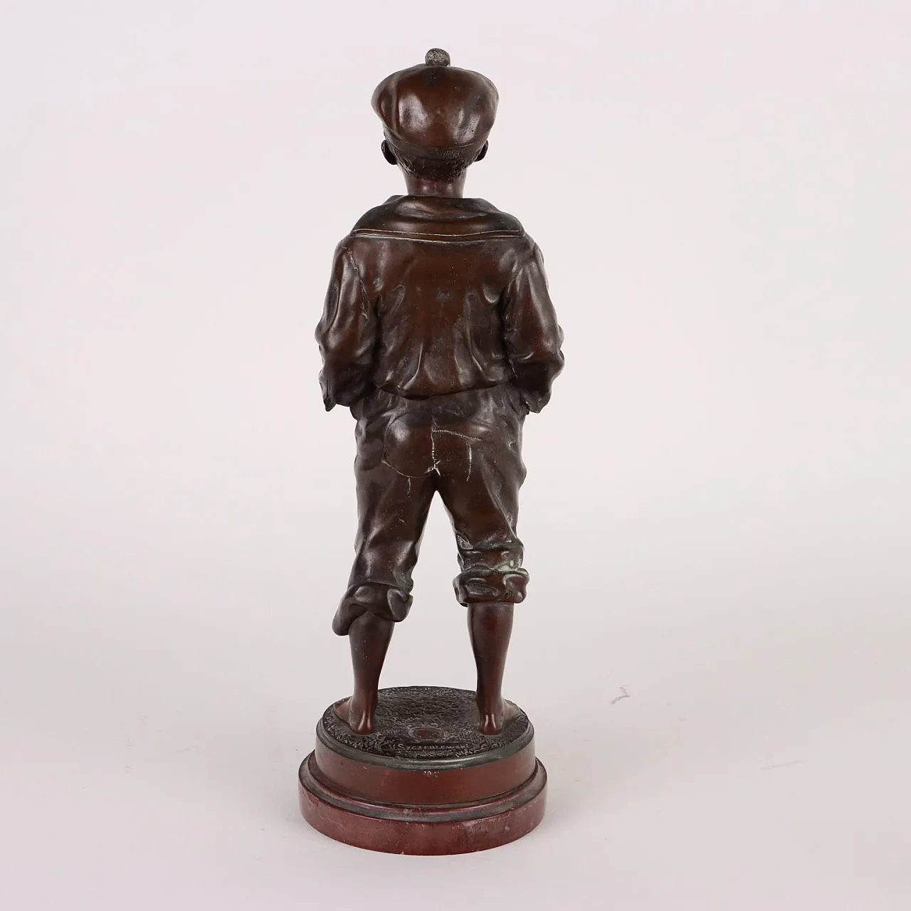 Whistling boy, bronze sculpture on marble base 9