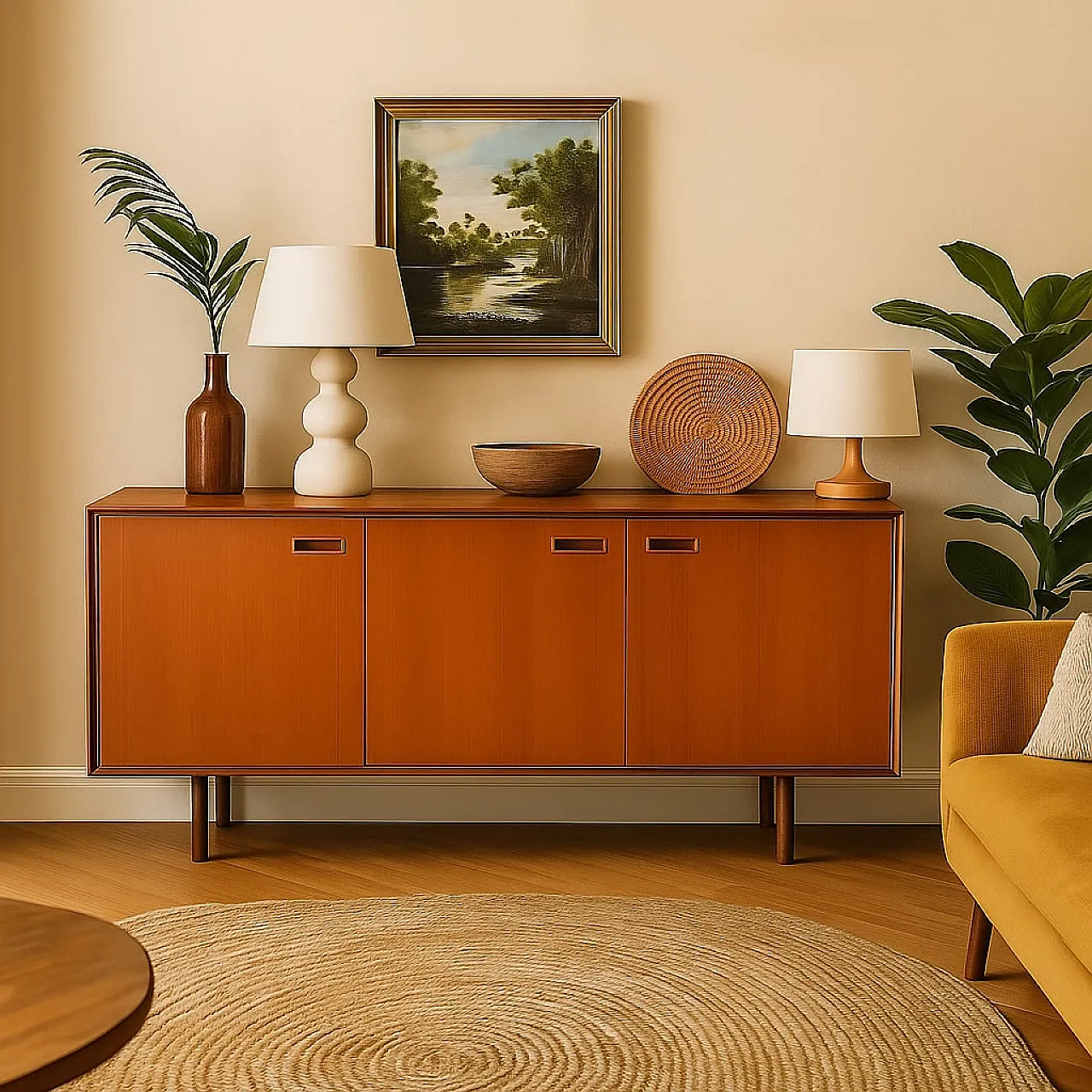 Teak veneer sideboard with drawers, 1960s 2