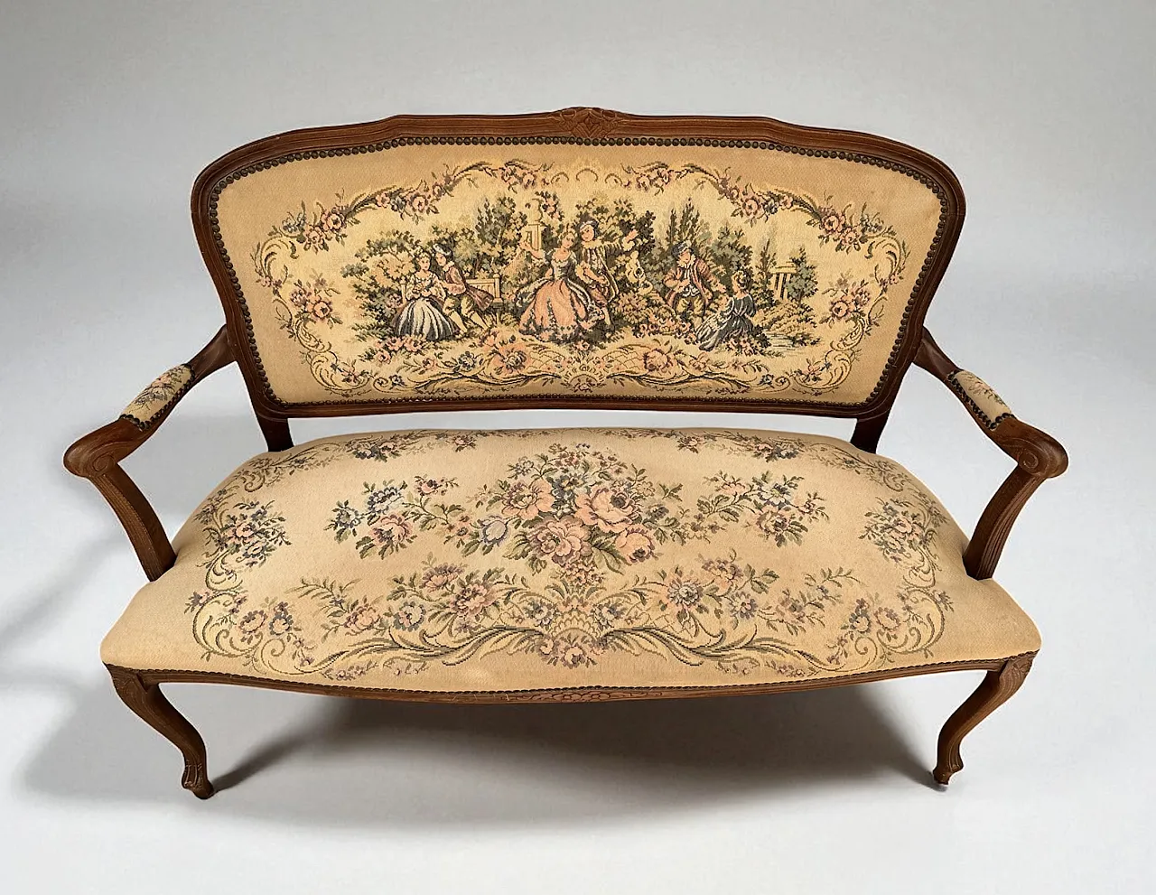 Wooden sofa and French style tapestry, 1940s 2