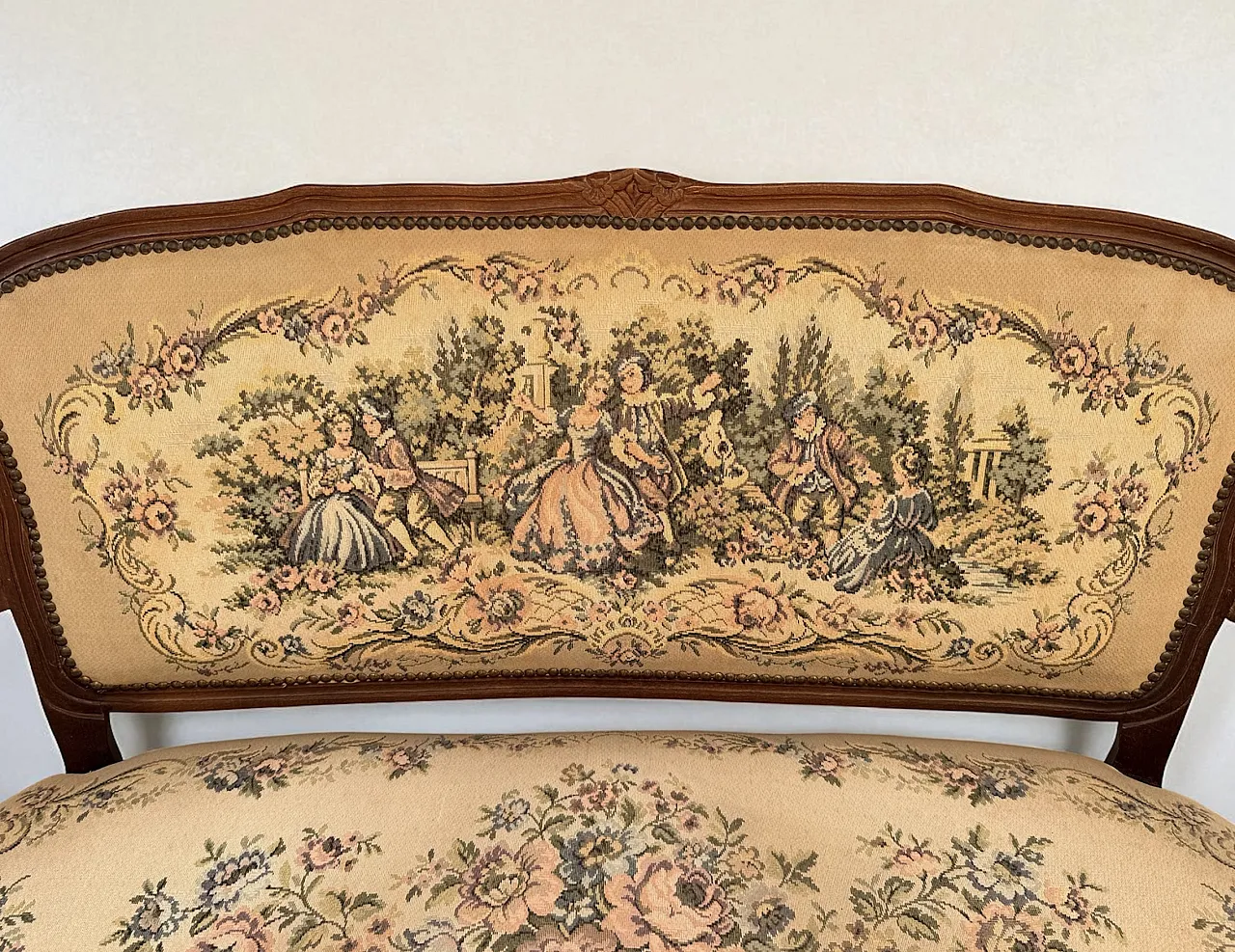 Wooden sofa and French style tapestry, 1940s 3