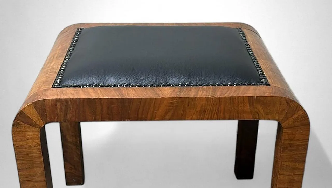 Pair Of Austrian Deco stools in walnut, 1930s 14