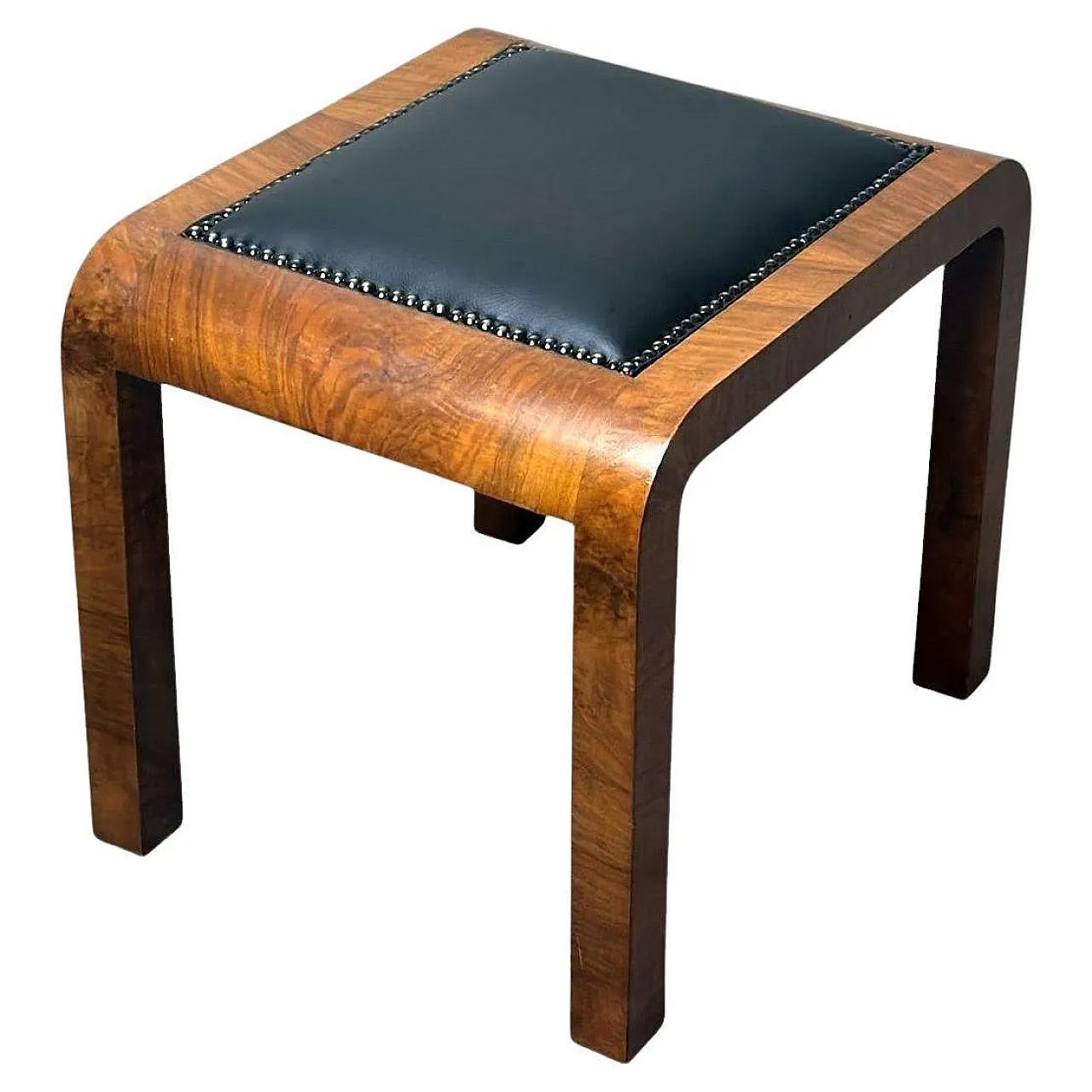 Sgabello Art Deco in radica di noce austriaca, anni '30 1