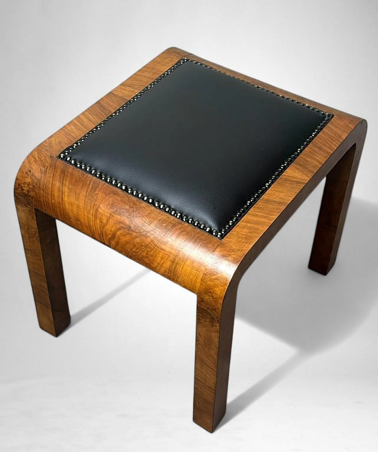 Sgabello Art Deco in radica di noce austriaca, anni '30 3
