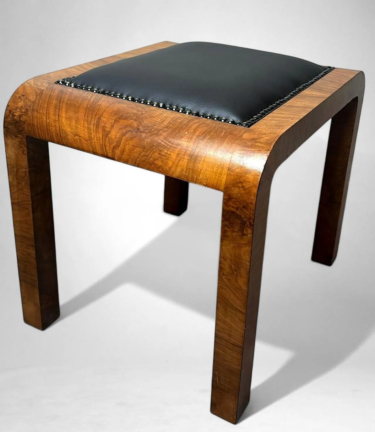 Sgabello Art Deco in radica di noce austriaca, anni '30 9