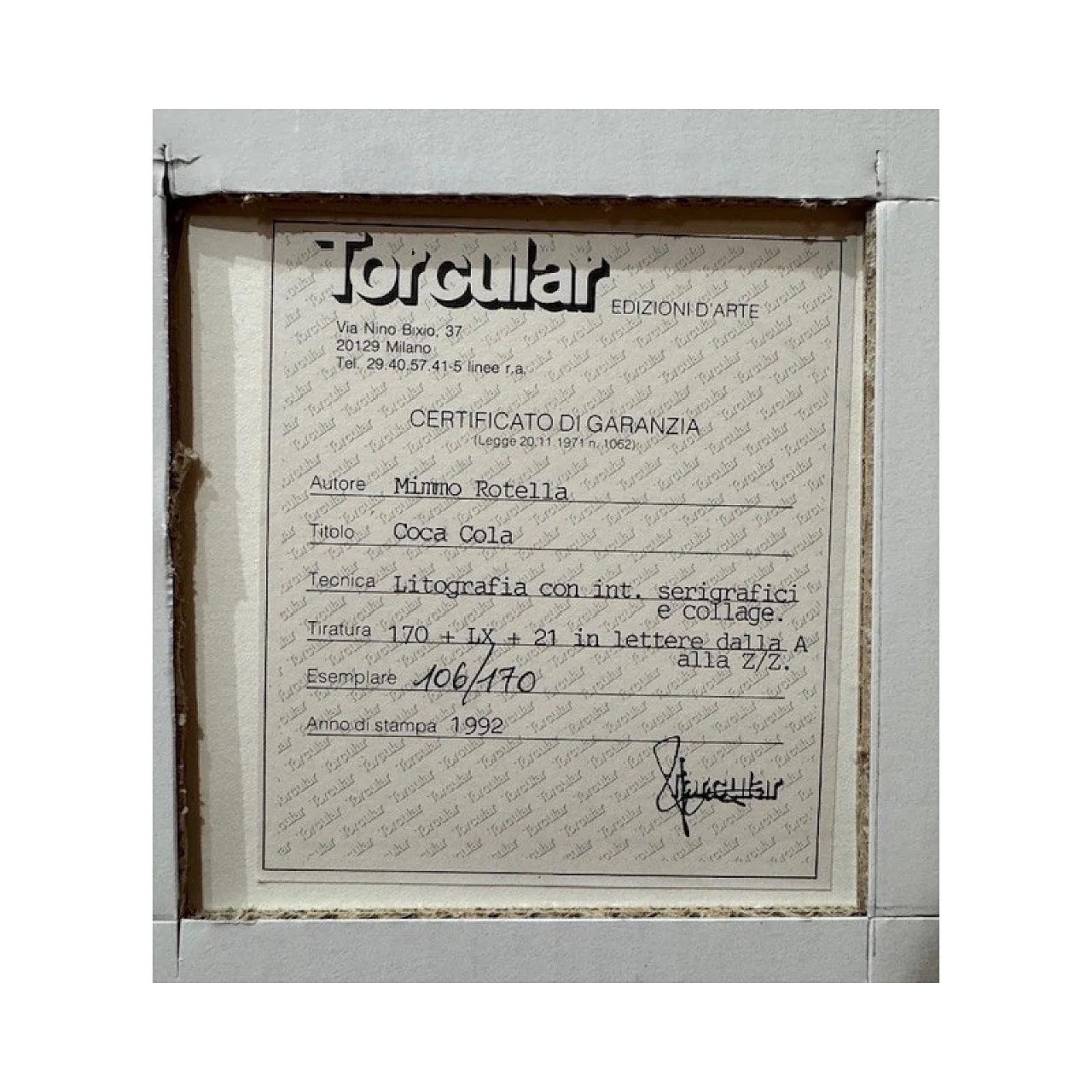 Cocacola di Mimmo Rotella, litografia, serigrafia e collage, anni '90 7