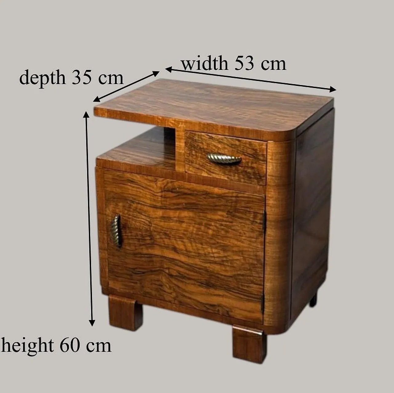 Coppia di comodini in noce in stile Art Déco, anni '30 20