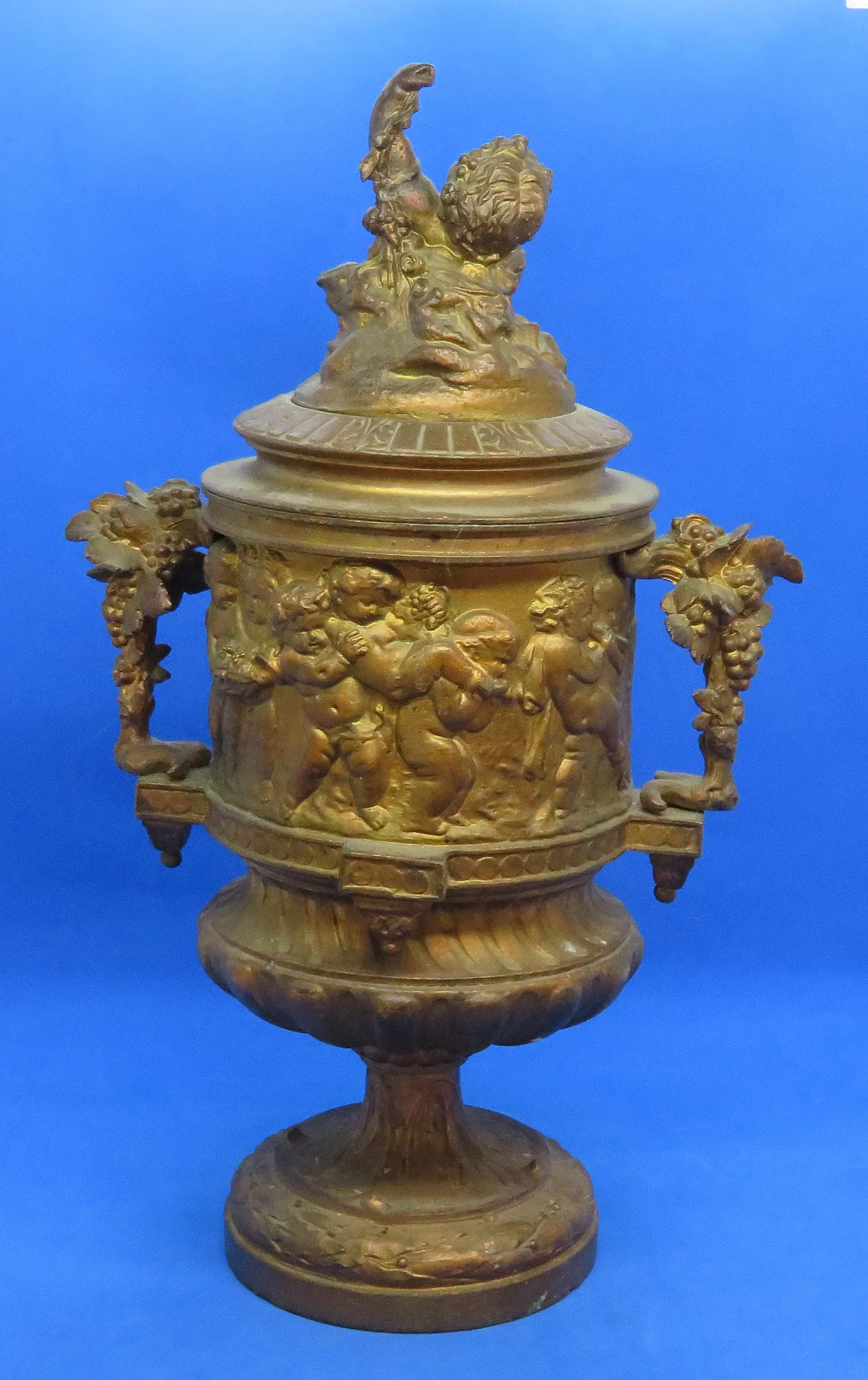 Vaso urna lidded clodion bronzato metallico bronzato 3