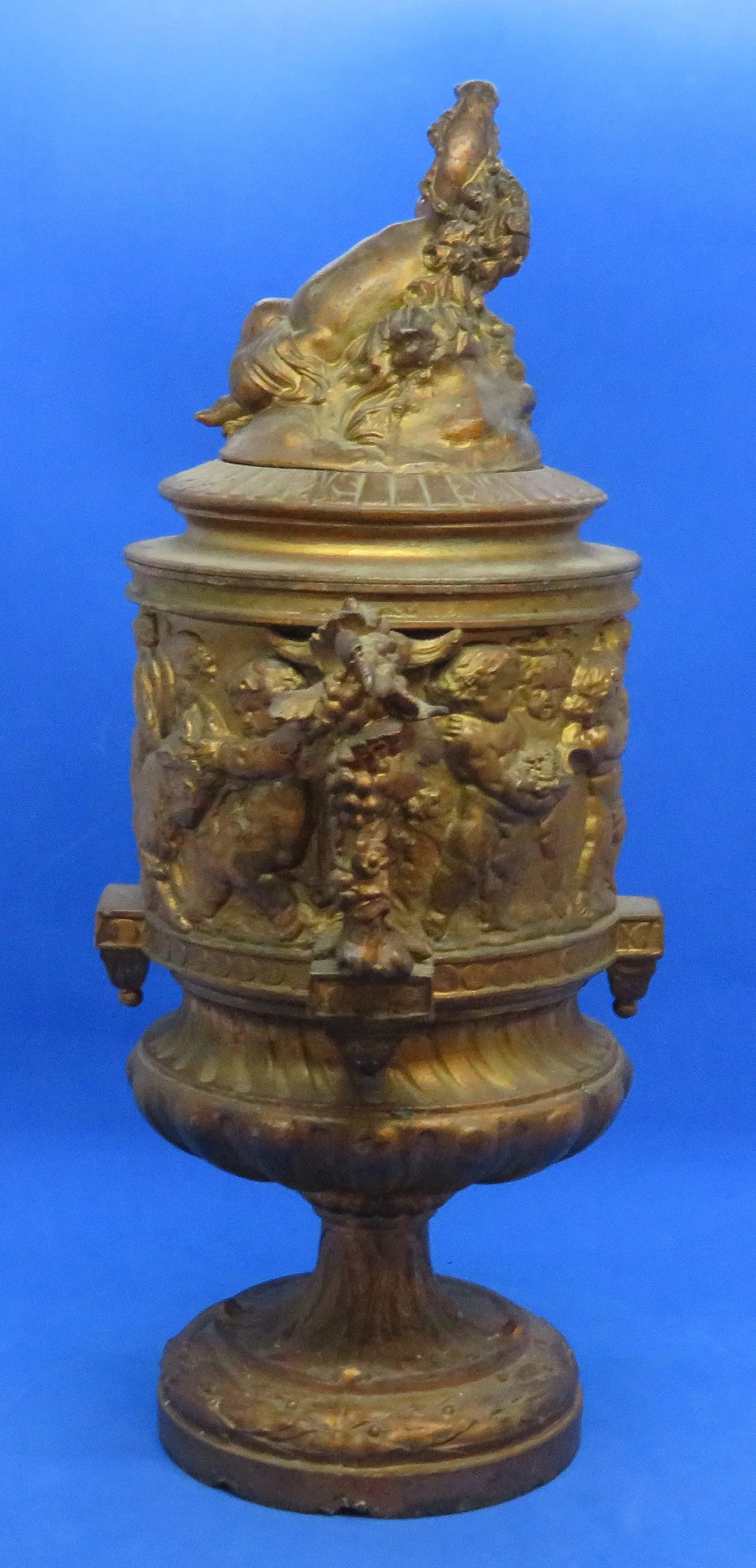 Vaso urna lidded clodion bronzato metallico bronzato 4