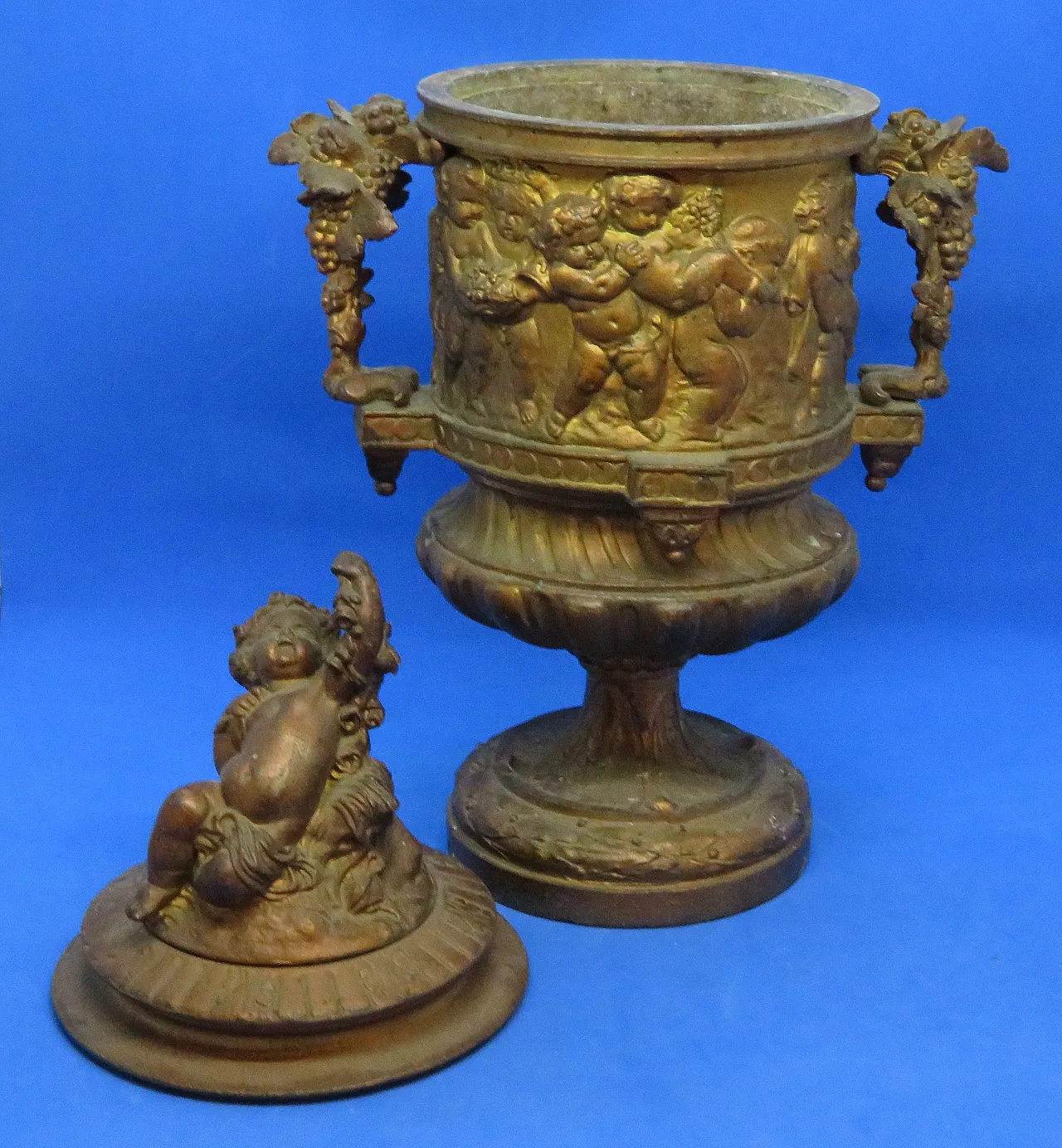 Vaso urna lidded clodion bronzato metallico bronzato 15