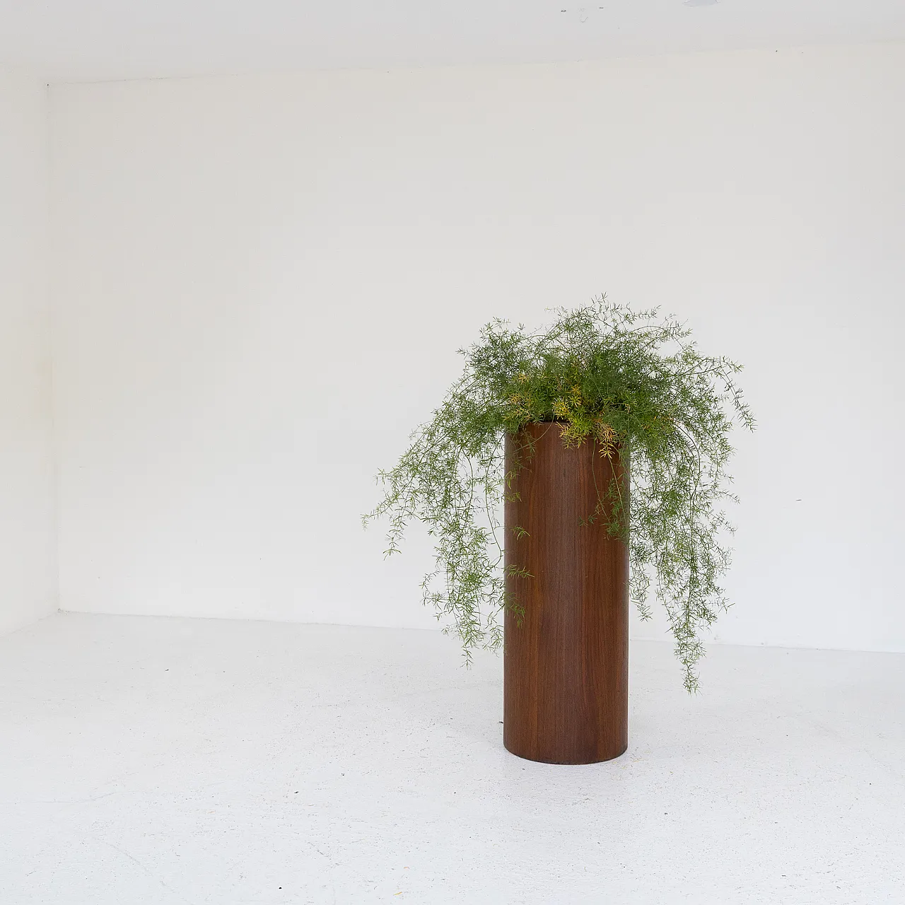 Fioriera cilindrica in teak con interno in acciaio inox, anni '80 6