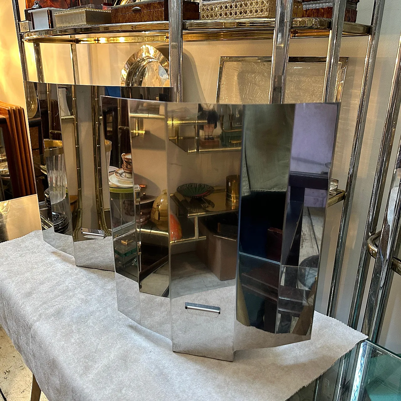 Coppia di applique moderne in acciaio, anni '80 2