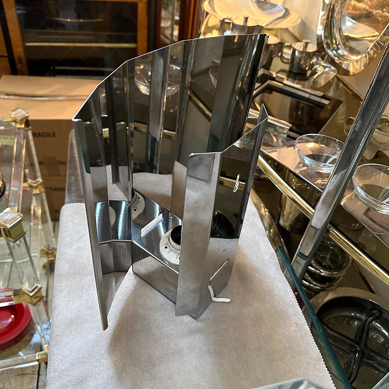 Coppia di applique moderne in acciaio, anni '80 7