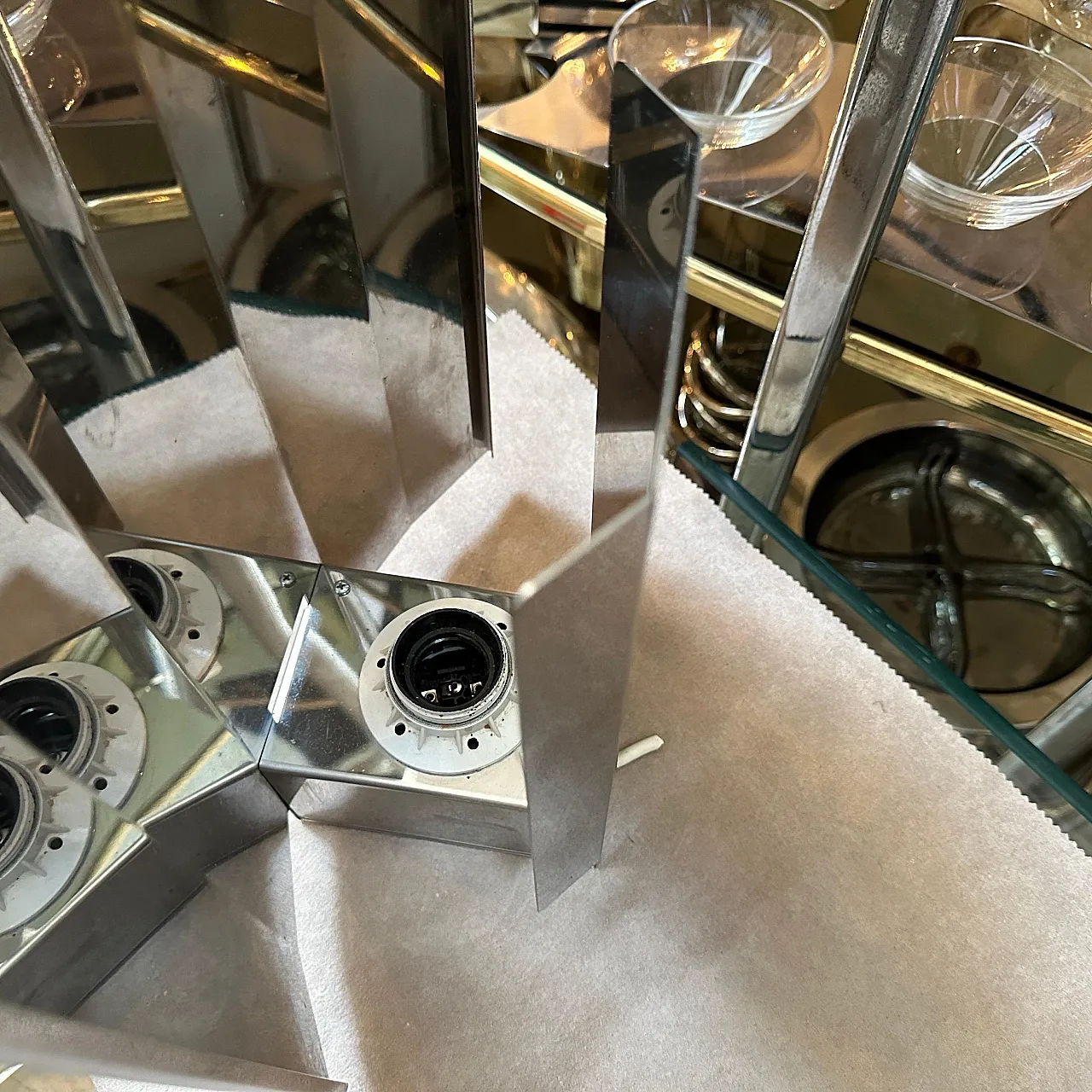 Coppia di applique moderne in acciaio, anni '80 8