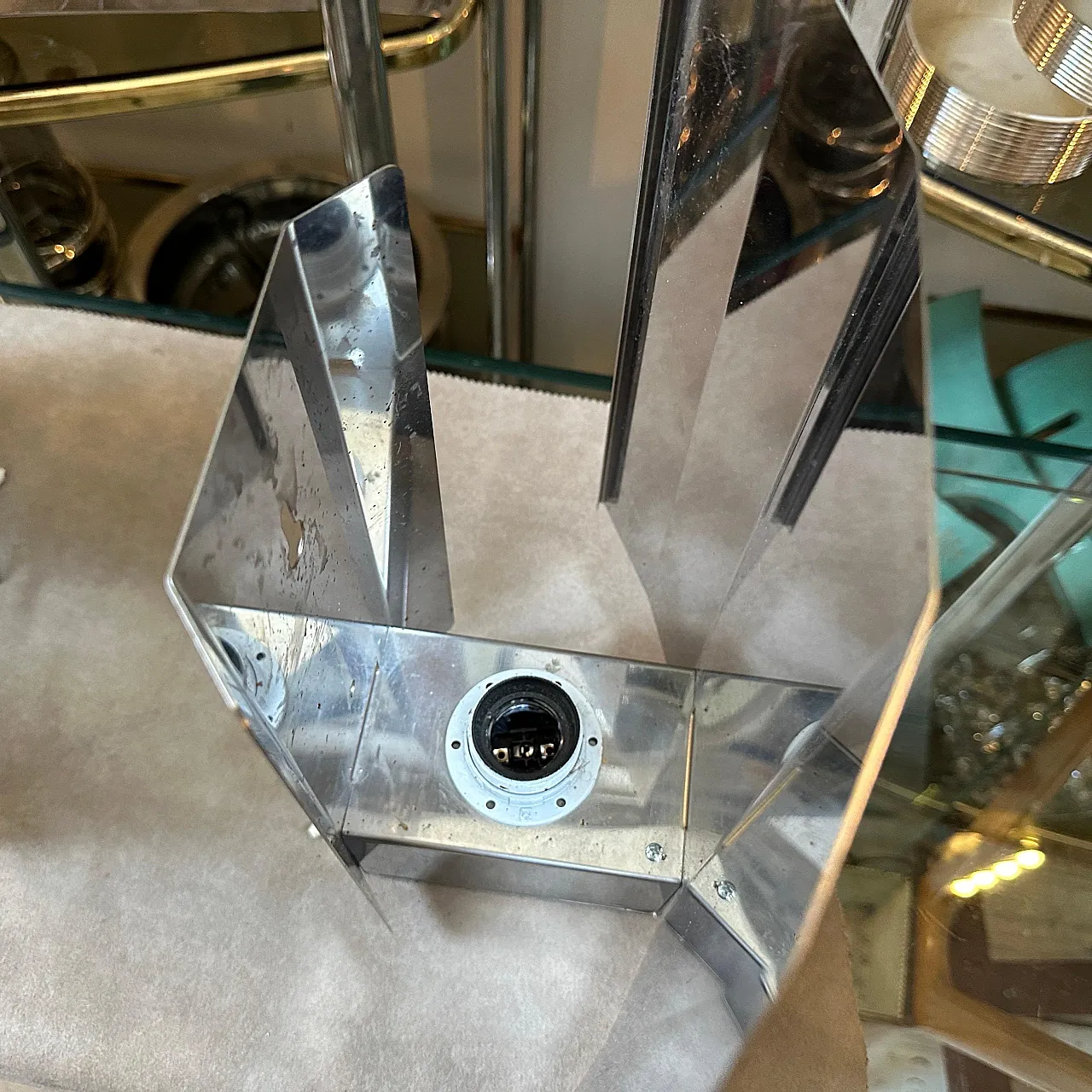 Coppia di applique moderne in acciaio, anni '80 9