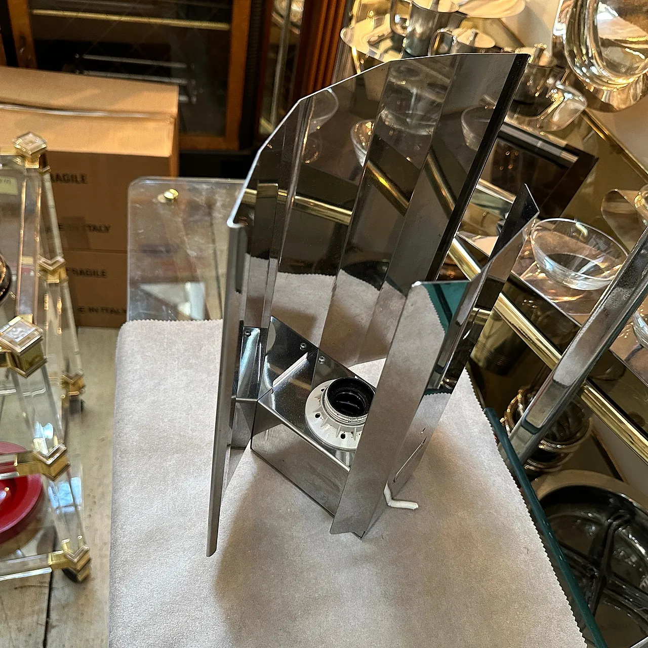 Coppia di applique moderne in acciaio, anni '80 11