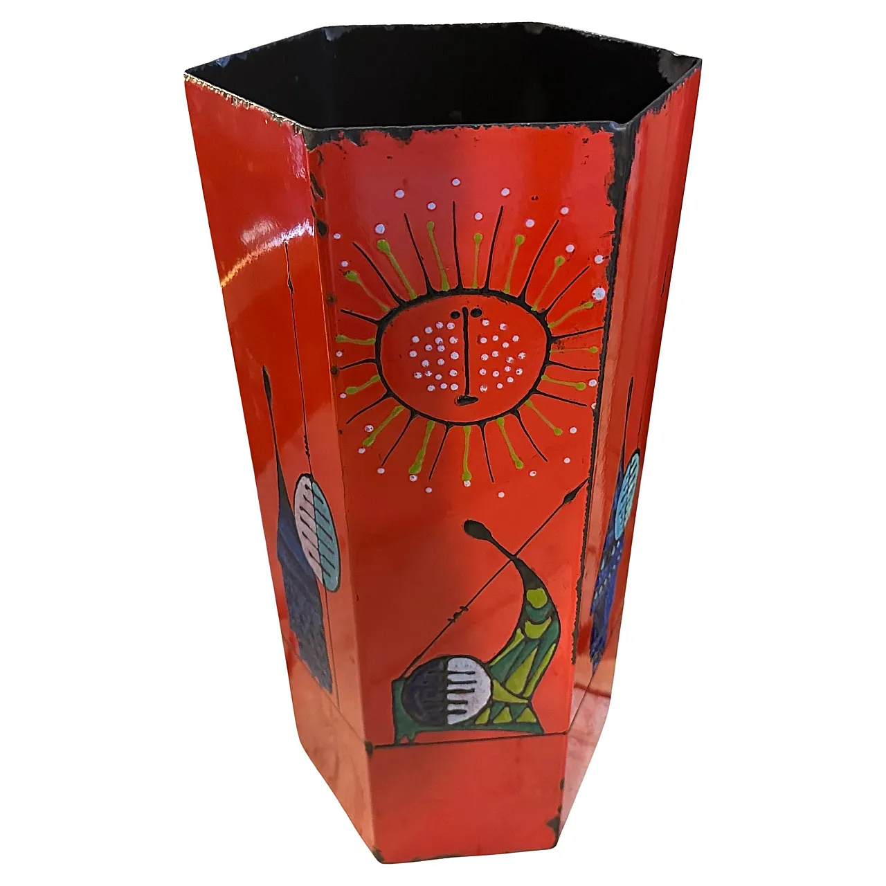 Mid-Century Modern lacquered iron umbrella stand, 1960s 1