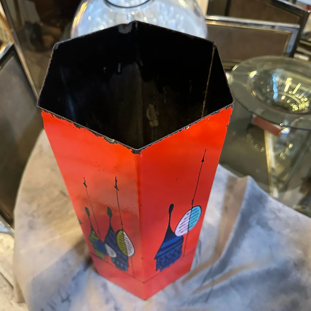 Mid-Century Modern lacquered iron umbrella stand, 1960s 5