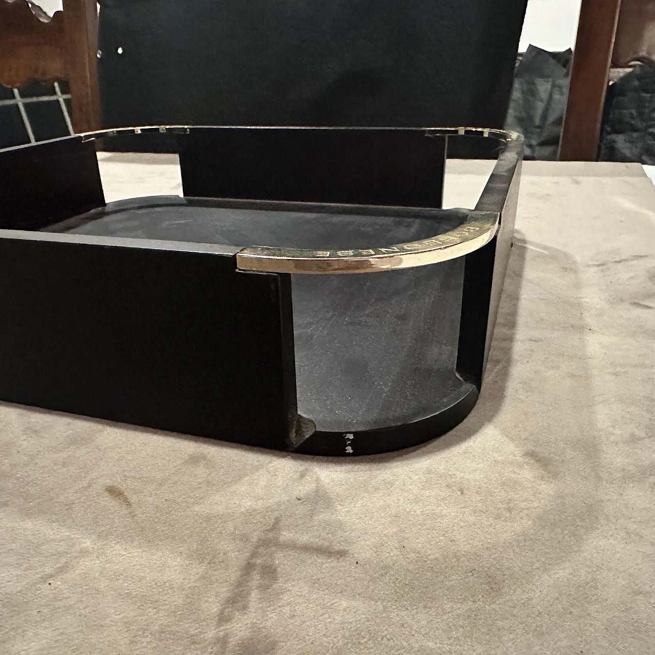 Black wood and silver plate square gallery tray by Borbonese, 1980s 6