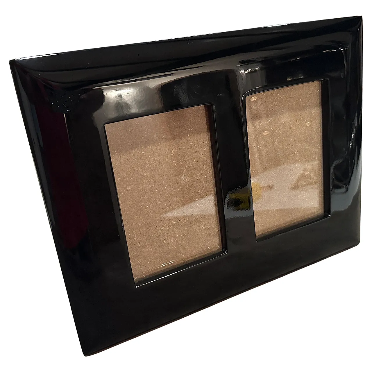 Black lacquered wood double picture frame by Bussolari, 1990s 1