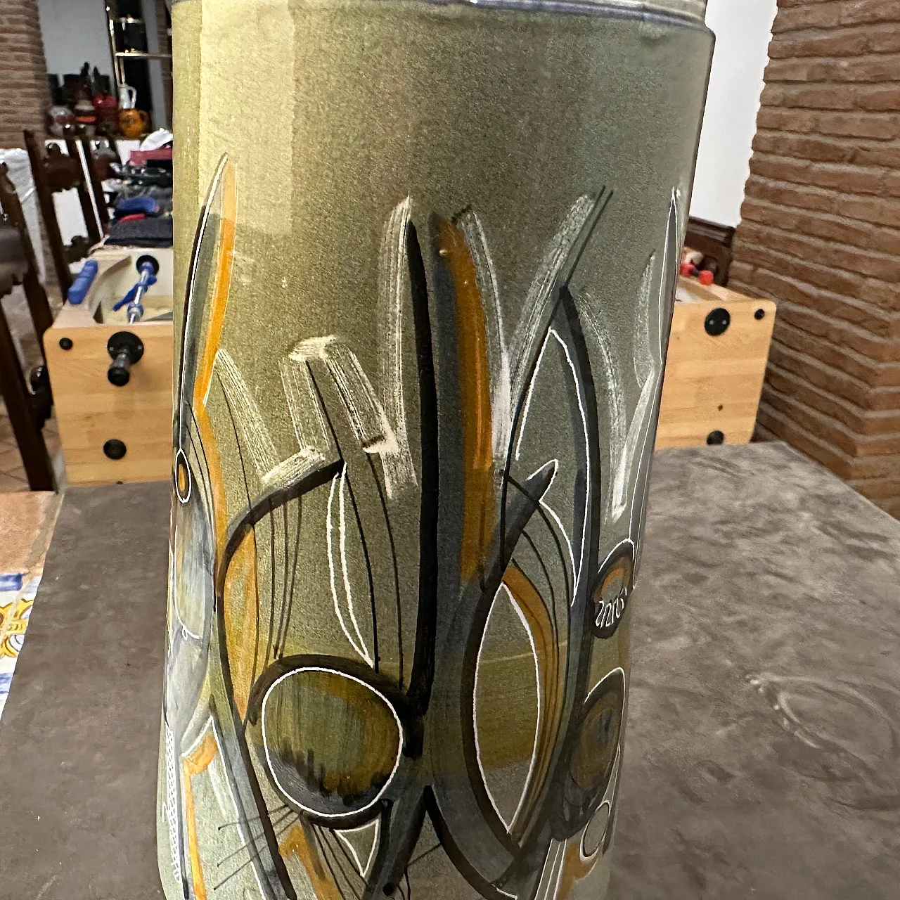 Futurist hand-painted ceramic vase by Cianciolo for Nova, 1960s 2