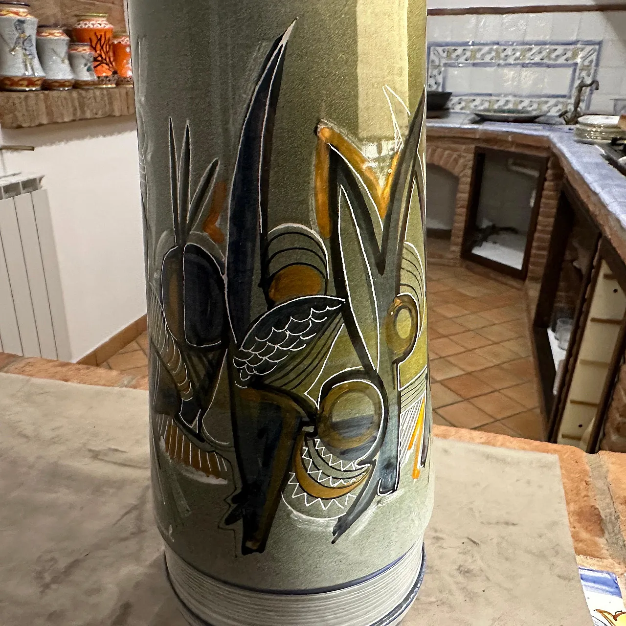 Futurist hand-painted ceramic vase by Cianciolo for Nova, 1960s 4