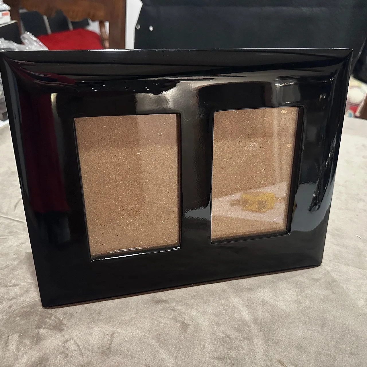 Black lacquered wood double picture frame by Bussolari, 1990s 5