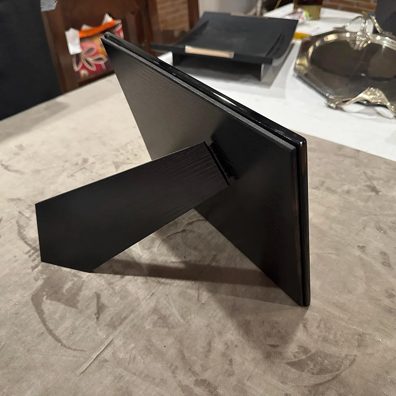 Black lacquered wood double picture frame by Bussolari, 1990s 6