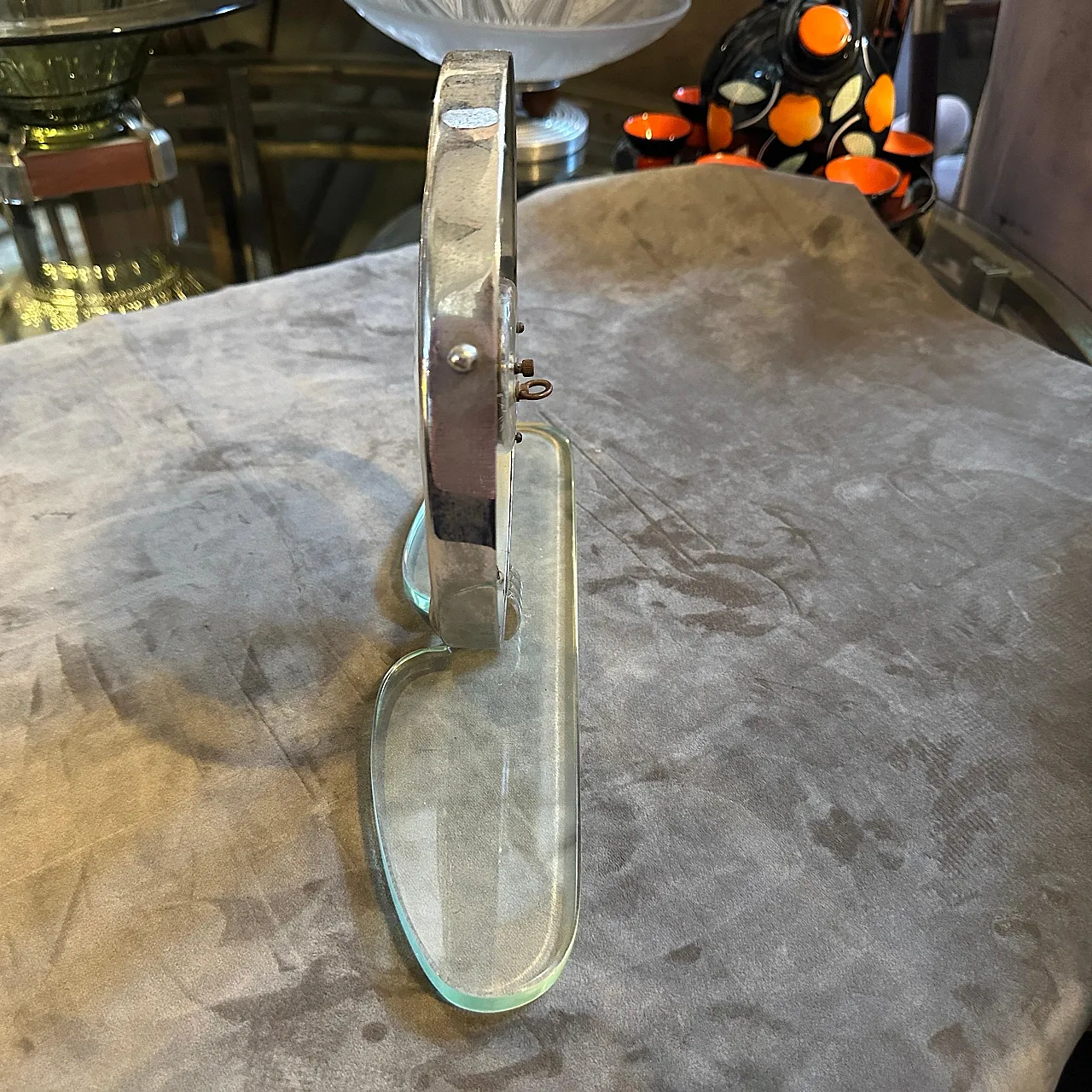 Glass and chromed metal table clock by Ducale, 1950s 8