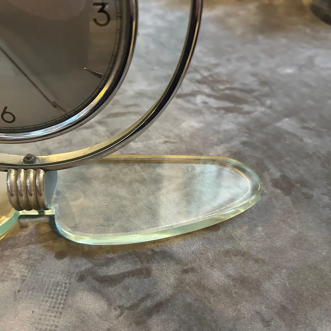 Glass and chromed metal table clock by Ducale, 1950s 10