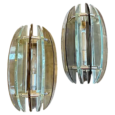 Pair of smoked glass wall lights by Veca, 1960s